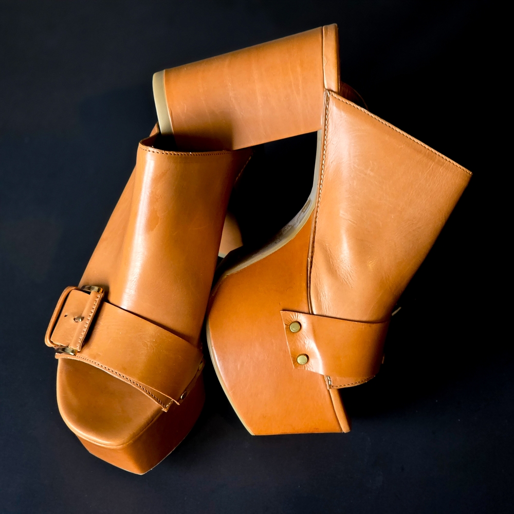Vic Matie Tan Platform Wedge Sandals